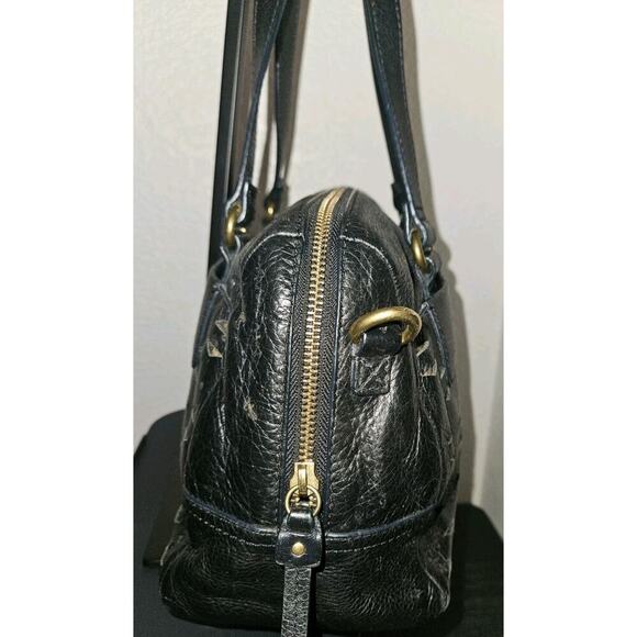 Fossil Amanda Perforated Satchel Handbag Black 11x8x5 *READ - Picture 7 of 15